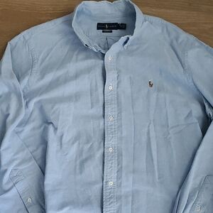 Ralph Lauren Polo Shirt Blue Mens 2XL XXL Button Down Oxford Light Chambray